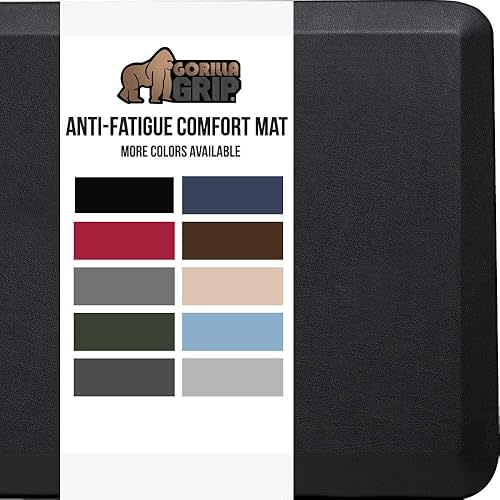 GORILLA GRIP Comfortable Cushioned Kitchen Mats for Floor, Waterproof and Stain Resistant Soft Top, 3/4 Inch Thick Ergonomic Standing Desk Anti Fatigue Mat, Foam Supports Ankles and Feet, 17x24, Black