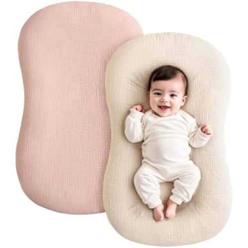 Lounger Cover Compatible with Snuggleme, Soft, Breathable Cover Compatible with Snuggle me Lounger,Removable Infant Lounger Cover Designed for Snuggle Me, 2 Pack, 31'x21',Pink and Wheat(Cover ONLY)