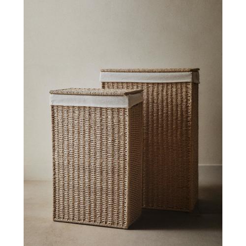 FABRIC-LINED LAUNDRY HAMPER | Zara Home - Natural, Smaller Size