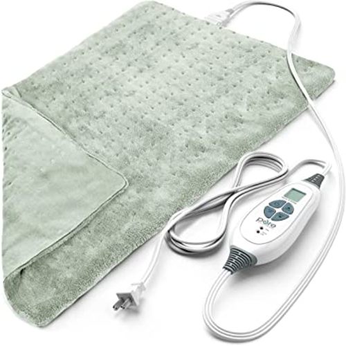 Pure Enrichment® PureRelief™ XL Heating Pad - 12" x 24" Electric Heating Pad for Back Pain & Cramps, 6 InstaHeat™ Settings, Machine Wash, Soft Microplush, Auto Shut-Off & Moist Heat (Zen Green)