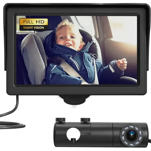 GROWNSY Baby Car Camera, HD Display Baby Car Mirror with Night Vision Feature, 4.3 inch Baby Car Camera with Monitor Wide Clear View, Backseat Camera Rear Facing to Observe Baby’s Every Move