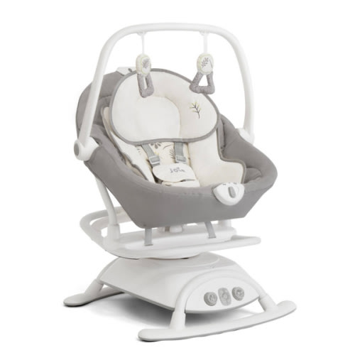 Joie Cinnamon 2-in-1 Glider and Rocker – Multi-Motion Baby Swing and Rocker Combo with Plush Fabrics, Compact Design, and Multiple Recline Positions – Soothing Sounds & Gentle Vibrations (Walnut)