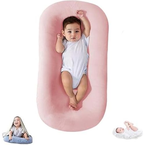 Baby Lounger for Newborn Babies 0-18 Months, Bionic Organic Lounger for Baby, Soft Cotton Breathable Infant Floor Seats & Loungers (Pink)