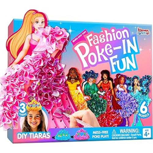 Klever Kits Poke in Fun Art Craft Kits for Girls Ages 4-8, Princess Dress-up, Art Activities, DIY Craft Kits, Birthday Gifts for Kids Ages 4 5 6 7 8+