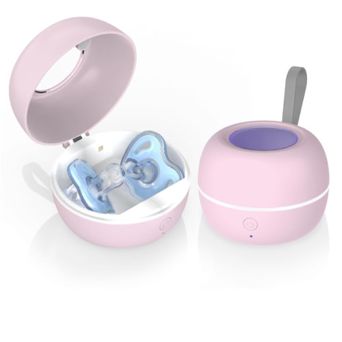 Upgraded Portable Pacifier Sanitizer, UV Light Sanitizer Box, 99.99% Cleaned in 3 Minutes, 90 Disinfection Cycles, USB Rechargeable, Baby Pacifier Sanitizer On The Go (Large Pink)