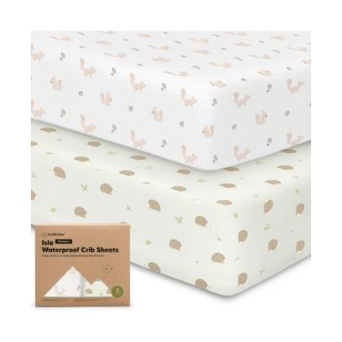 Waterproof Crib Sheets for Boys, Girls, 2pk Baby Fitted Crib Sheet, Waterproof Crib Mattress Protector Sheets
