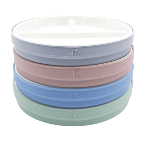 6.7"/16cm Porcelain White Divided Plates with Silicone Sleeves