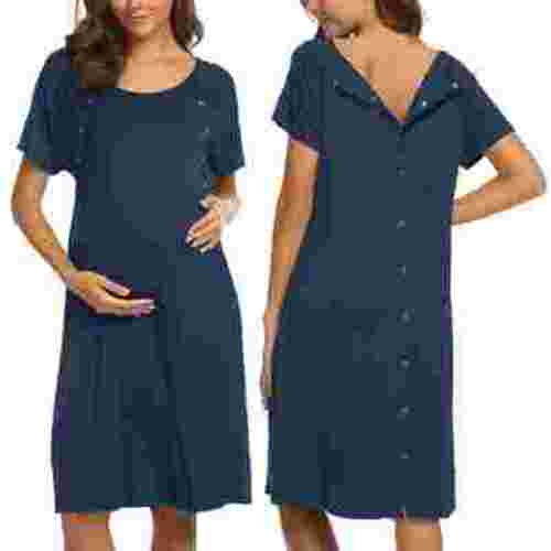 Avidlove Women Maternity Nursing Nightgown with Button Short Sleeve Nursing Dress for Breastfeeding Labor and Delivery Gown for Hospital S-XXL