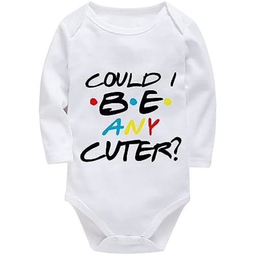 Could I Be Any Cuter Funny Newborn Outfit Long Sleeve Baby Boy Romper White Baby Clothes