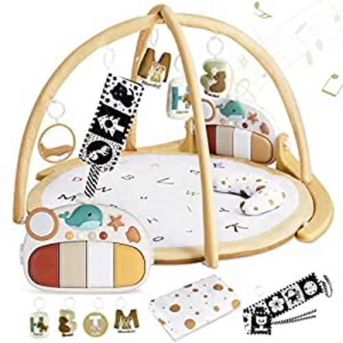 Amazon.com : ANGELBLISS Baby Play Gym Mat, Kick & Play Tummy Time Baby Activity Gym & Play Mat with 5 Toys, 1 Detachable Piano, Tent Cover & Pillow, Boy & Girl Gifts for Newborn to Toddler : Baby