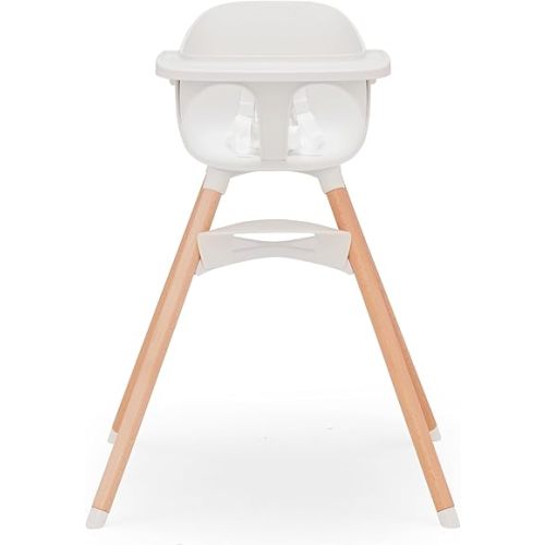 Lalo The Chair Convertible 3-in-1 High Chair - Wooden High Chair for Babies & Toddlers, Baby High Chair with Dishwasher Safe Tray, Adjustable Footrest, Coconut