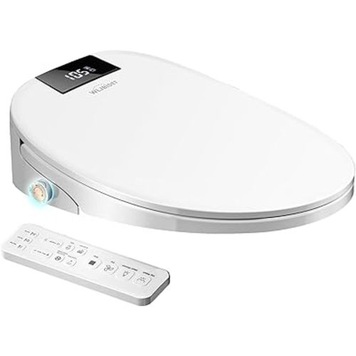 Upgrade Smart Bidet Toilet Seat Elongated, Electronic Heated Bidet with Adjustable Warm Air Dryer, Unlimited Warm Water, Night Light, Slow Closed Toilet Seat & Lid, Remote Control