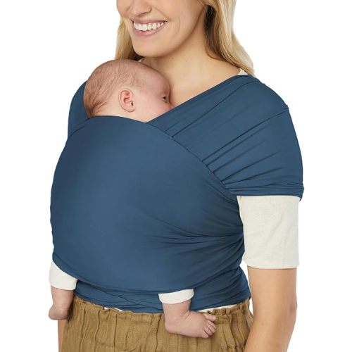 Ergobaby Sustainable Knit Aura Baby Carrier Wrap for Newborn to Toddler (8-25 Pounds), Twilight Navy