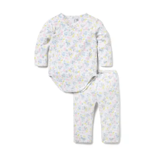 Newborn Light Blue Floral Baby Floral Pointelle Wrap Matching Set by Janie and Jack
