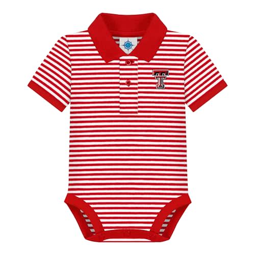 Creative Knitwear College Baby Striped Polo Bodysuit - Team Logo, Multiple Colors, for Boys & Girls (0-12 Months)