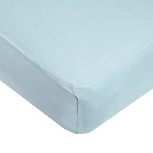 American Baby Company 100% Natural Cotton Fitted Crib Sheet 52" x 28" - Soft, Breathable, Hypoallergenic & Gentle Toddler Bed Sheet, Blue, Neutral for Boys & Girls