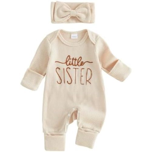 Newborn Baby Girl Little Sister Sweatshirt Romper Long Sleeve Jumpsuit