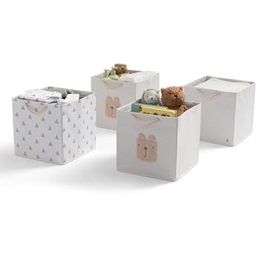 Delta Children, Gap babyGap 4-Pack Brannan Bear Fabric Storage Bins with Handles, Tan