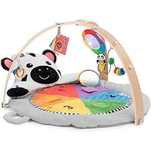 Baby Einstein Zen's Activity Milestones Plush Gym with Wooden Bar, for Infant to Toddler, 0-12 Months, Machine Washable