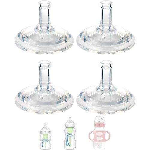 Sippy Straw Nipple for Dr. Brown's Wide-Neck Baby Bottles & Sippy Spout Bottles, Soft 100% Silicone Baby Bottle Sippy Straw Nipple, Variable Flow, 6m+, 4 Count