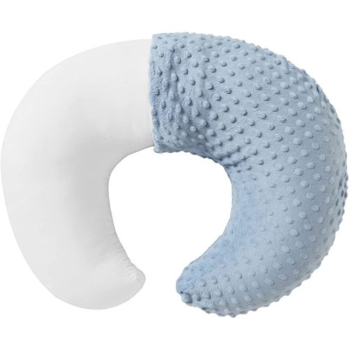 Nursing Pillow and Positioner with Cover for Breastfeeding and Bottle Feeding, Propping Baby, Tummy Time, Baby Sitting Support, Awake-Time Support (Blue, 22" x 17.7" x 5.9")