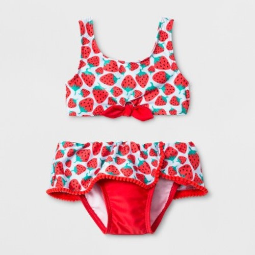 Baby Girls' 2pc Tie Front Bikini Set - Cat & Jack™ Red, Size: 18M