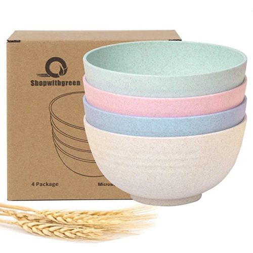 shopwithgreen Unbreakable Large Cereal Bowls - 24 OZ Wheat Straw Fiber Lightweight Bowl Sets 4 - Dishwasher & Microwave Safe - for Cereal, Salad,Soup, Noodle, 4 Pieces (Medium)