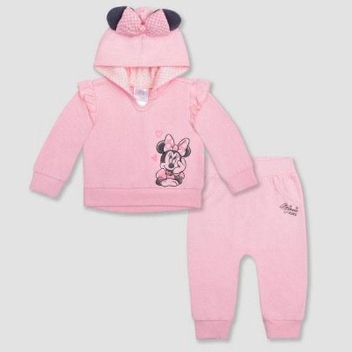 Baby Girls' Adaptive Disney Minnie Mouse Top and Bottom Set - Pink 6-9M