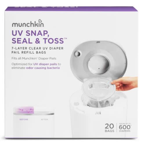 Munchkin UV Snap, Seal & Toss™ Diaper Pail Refill Bags, 20 Pack