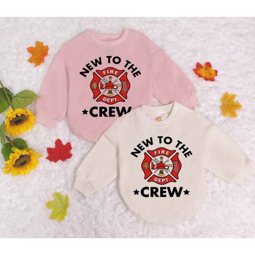 New To The Crew Baby Romper Sweatshirt, Fire Department Romper, Firefighter Bodysuit, Baby Bodysuit, Newborn Outfit