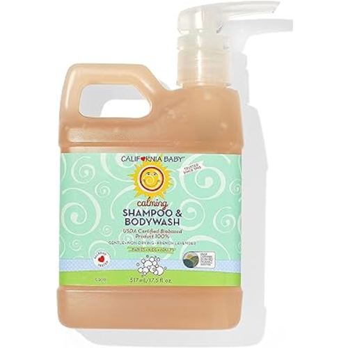 California Baby Calming Lavender Shampoo and Body Wash | 100% Plant-Based (USDA Certified) | Allergy Friendly | Baby Soap and Toddler Shampoo for Dry, Sensitive Skin | 517 mL / 17.5 fl. oz