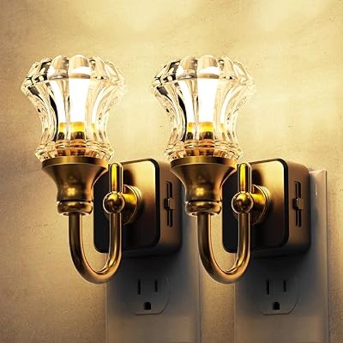 L LOHAS LED Night Lights Plug into Wall, 3000K Soft White LED, Floral Night Lights with Dusk to Dawn Sensor, 0-100lm Adjustable Brightness, for Hallway Bedroom Stairway