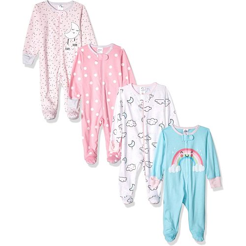 Gerber baby-girls 4 Pack Sleep 'N Play Footie