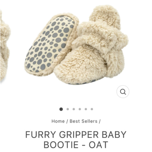 Zutano Furry Fleece Stay-On Baby Bootie Slipper With Grips
