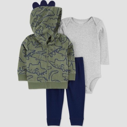 Carter's Just One You® Baby Boys' Dino Cardigan & Bodysuit - Gray/Green, Size: 6M