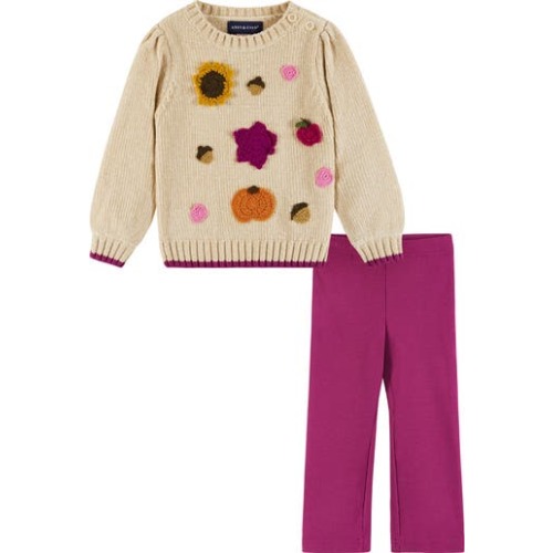 Chenille Sweater & Rib Pants Set, 6-9M