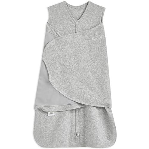 HALO 100% Cotton Sleepsack Swaddle, 3-Way Adjustable Wearable Blanket, TOG 1.5, Heather Grey, Small, 3-6 Months