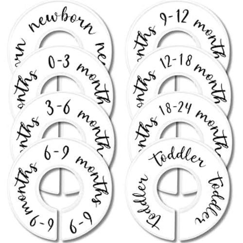 Eli with Love Baby Closet Dividers (Original) – Fits 1.5" Rod - Set of 8 Baby Clothes Organizers – Organize Nursery Hangers Size/Age