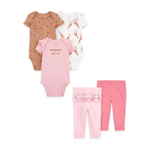 Carter's Child of Mine Baby Girl Bodysuit and Pant Set, 5-Piece, Sizes Preemie-18 Months