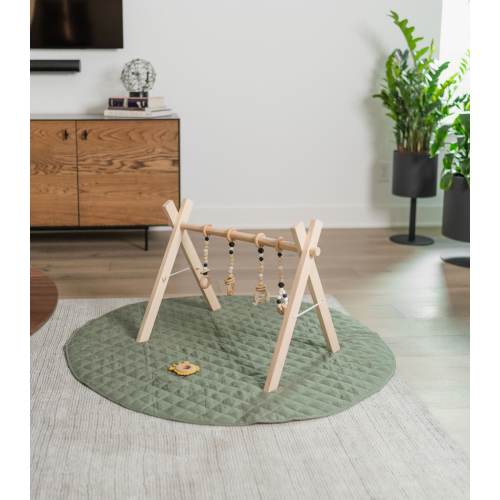 Wood Baby Play Gym Non Toxic Montessori Baby Toys Baby Shower Gift Wooden Toy Sensory Hanging Toy Baby Boy Gift Newborn Girl Gift Set Black