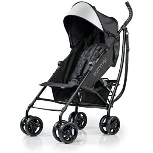 Summer 3Dlite Convenience Stroller, Jet Black – Lightweight Stroller with Aluminum Frame, Large Seat Area, 4 Position Recline, Extra Large Storage Basket – Infant Stroller for Travel and More (2019)