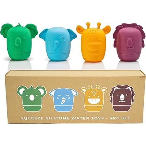 Non-Toxic Baby Bath Toys, Mold Free Bath Toys, Silicone Bath Toys for Babies 6-12 Months, No Mold Toddler Bathtub Toys, Bath Toys 1 Year Old, Baby Gift, Wild Safari by Toy Appétit