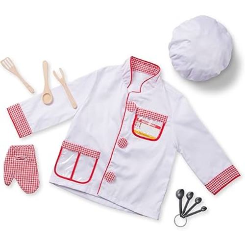 Melissa & Doug Chef Role Play Costume Set With Accessories - Pretend Chef Outfit For Kids Ages 3+