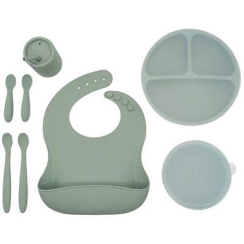 Weesprout Baby Led Weaning Bundle, Silicone Suction Bowl, Spoons, Bib & Cup - Blue
