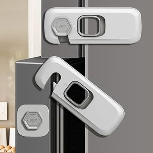 Child Proof Refrigerator Lock,5 Sets Fridge Locks for Kids with 3M Adhesive Backing, Fridge lock for Refrigerators,Oven Lock,Drawers,Wardrobes and Freezers,Child Safety Cabinet Locks Baby Proofing