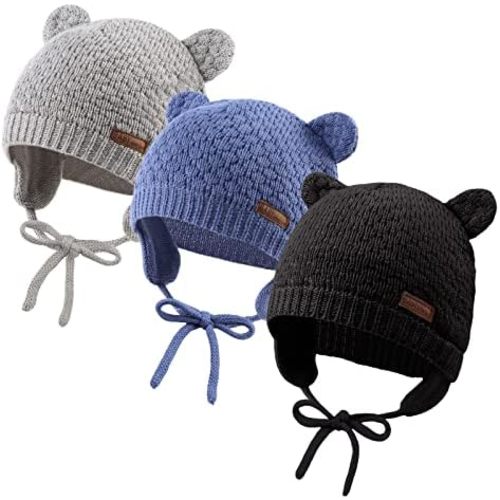 JANGANNSA Cute Knitted Boys Girls Christmas Beanie Warm Earflap Winter Hat Infant Toddler Baby Beanie 0-2Y