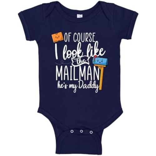 I Look Like The Mailman He's My Daddy Mailman Baby One Piece Bodysuit Or Toddler Shirt Funny Post Officer Dad Gift