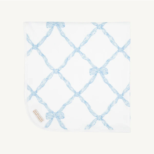 Baby Buggy Blanket - Buckhead Blue Belle Meade Bow with Worth Avenue W