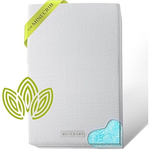 Organic Cotton Dual-Sided Mini Crib Mattress, 38x24x3 Premium Memory Foam 2-Stage CertiPUR-US Hypoallergenic Baby Mattress Firm Support for Infant Cooling Gel for Toddler Waterproof & Washable Cover