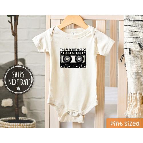 Perfect Mix of Mom and Dad Baby Onesie® - Cute Retro Mixtape Bodysuit